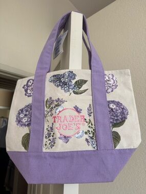 Lavender Floral  Customized Trader Joe Canvas Tote Bag
